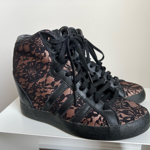 Adidas Jeremy Scott Js Lace Profi Wedge Sneakers Shoes Black - Picture 3 of 4